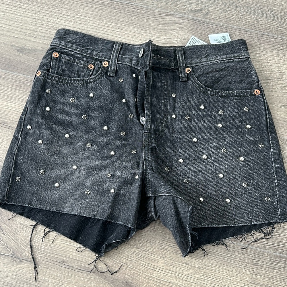 Studded Black denim levis shorts